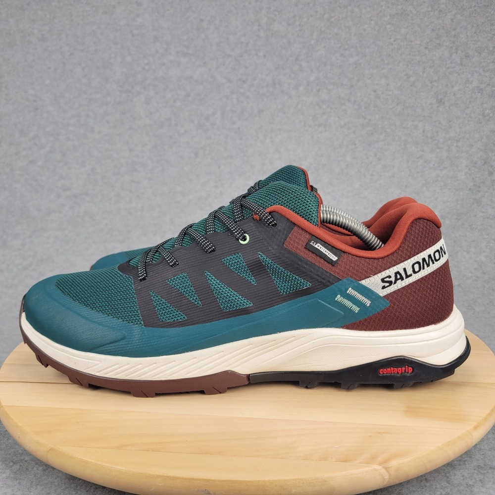 Salomon Outrise Hiking Shoes Mens 12 Teal Burgundy Waterproof 472147